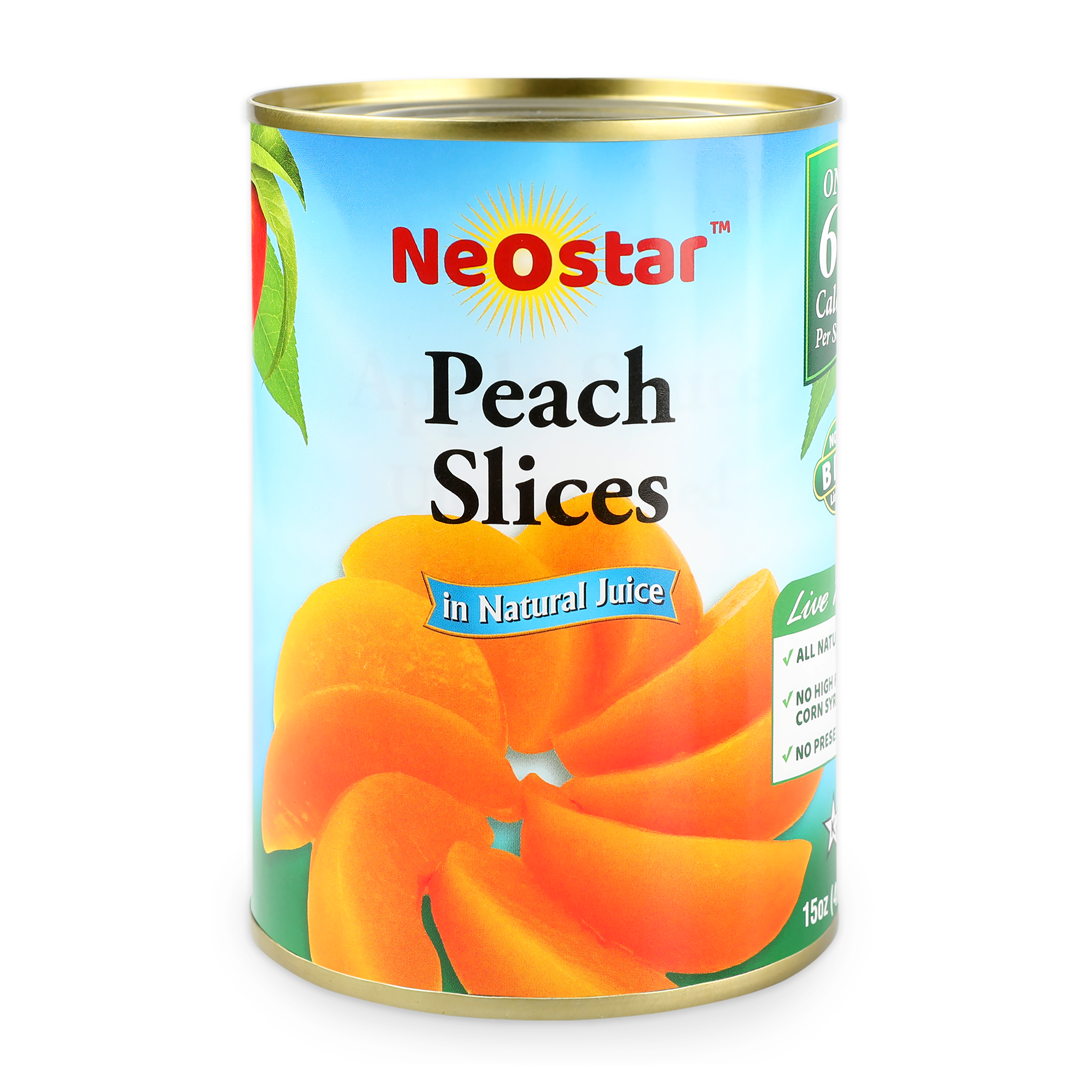#300 (15oz) Peach Slices, Natural Juice