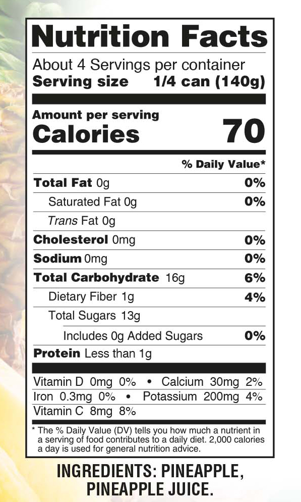 #2 (20oz) Pineapple Chunks, Natural Juice